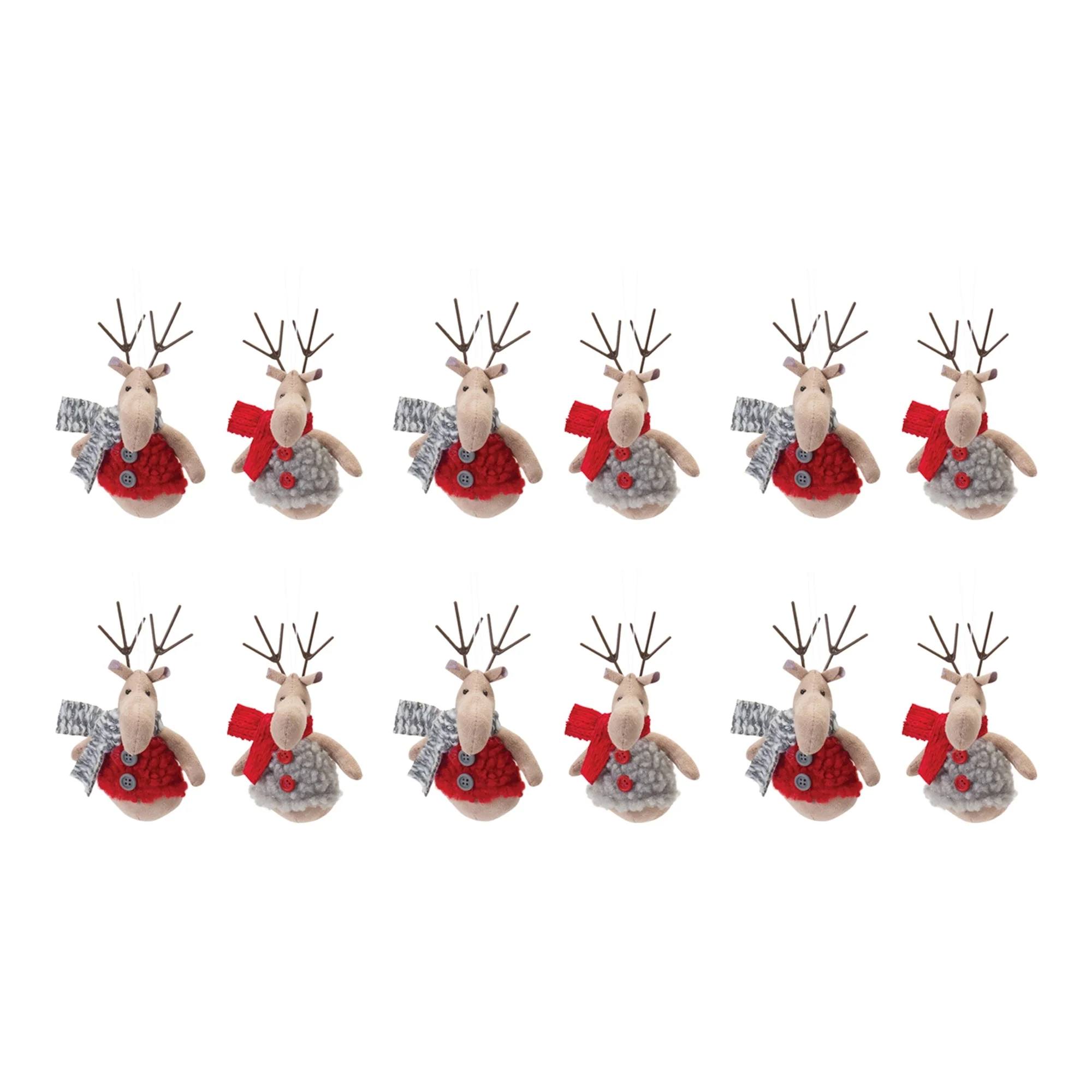 Plush Deer with Sweater Ornament (Set of 12) - Image 4