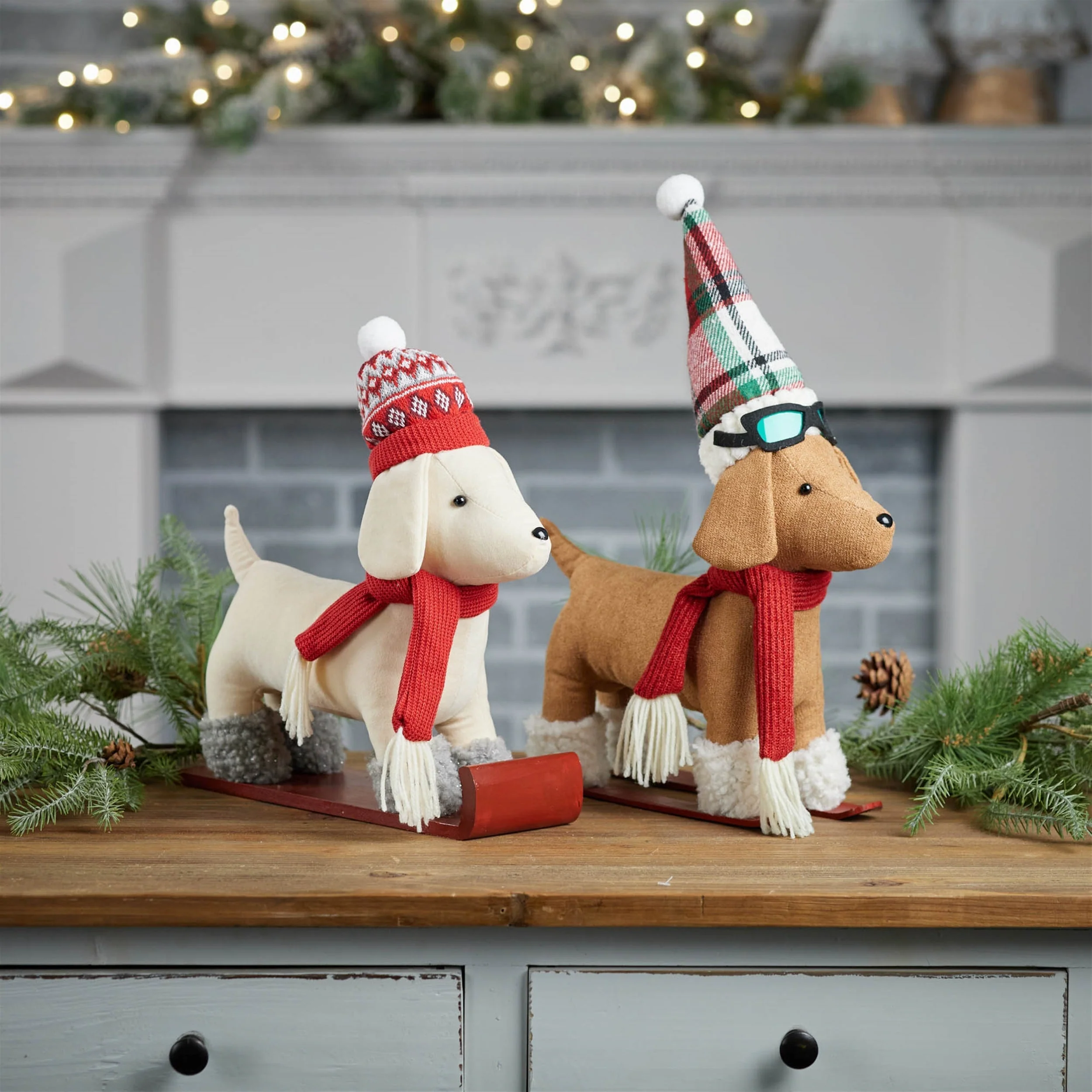 Plush Dog Character on Sled and Skis (Set of 2) - Image 2