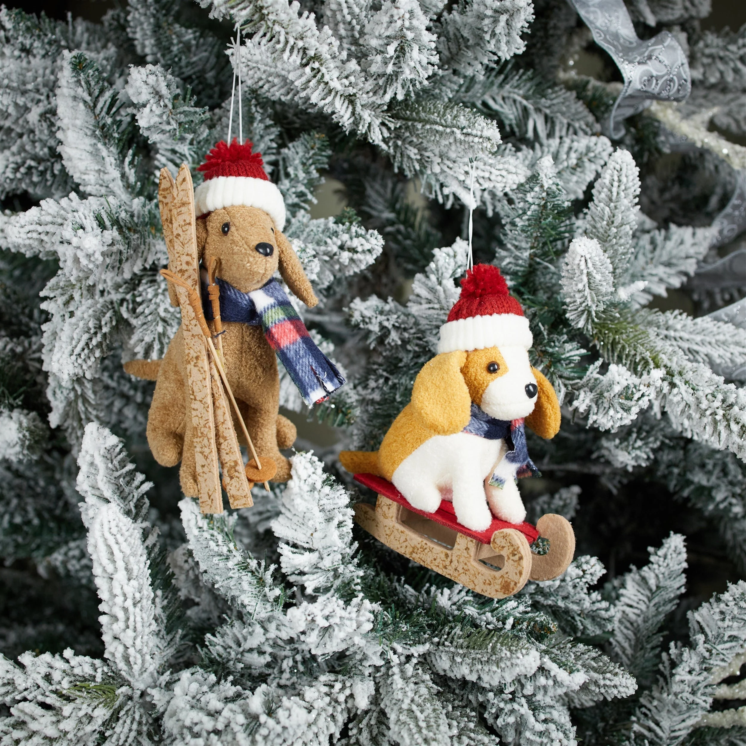 Plush Ski and Sled Dog Ornament (Set of 6) - Image 2