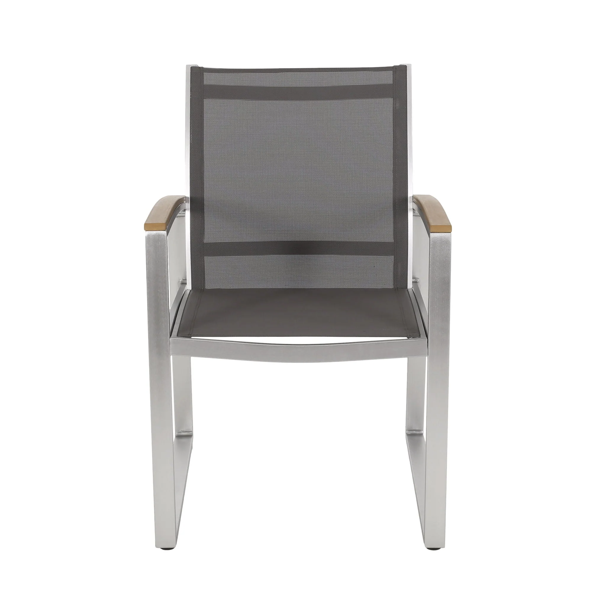 Poetic Outdoor Dining Chair With Faux Wood Arms And Aluminum Frame (Set of 2) - Gray - Image 2