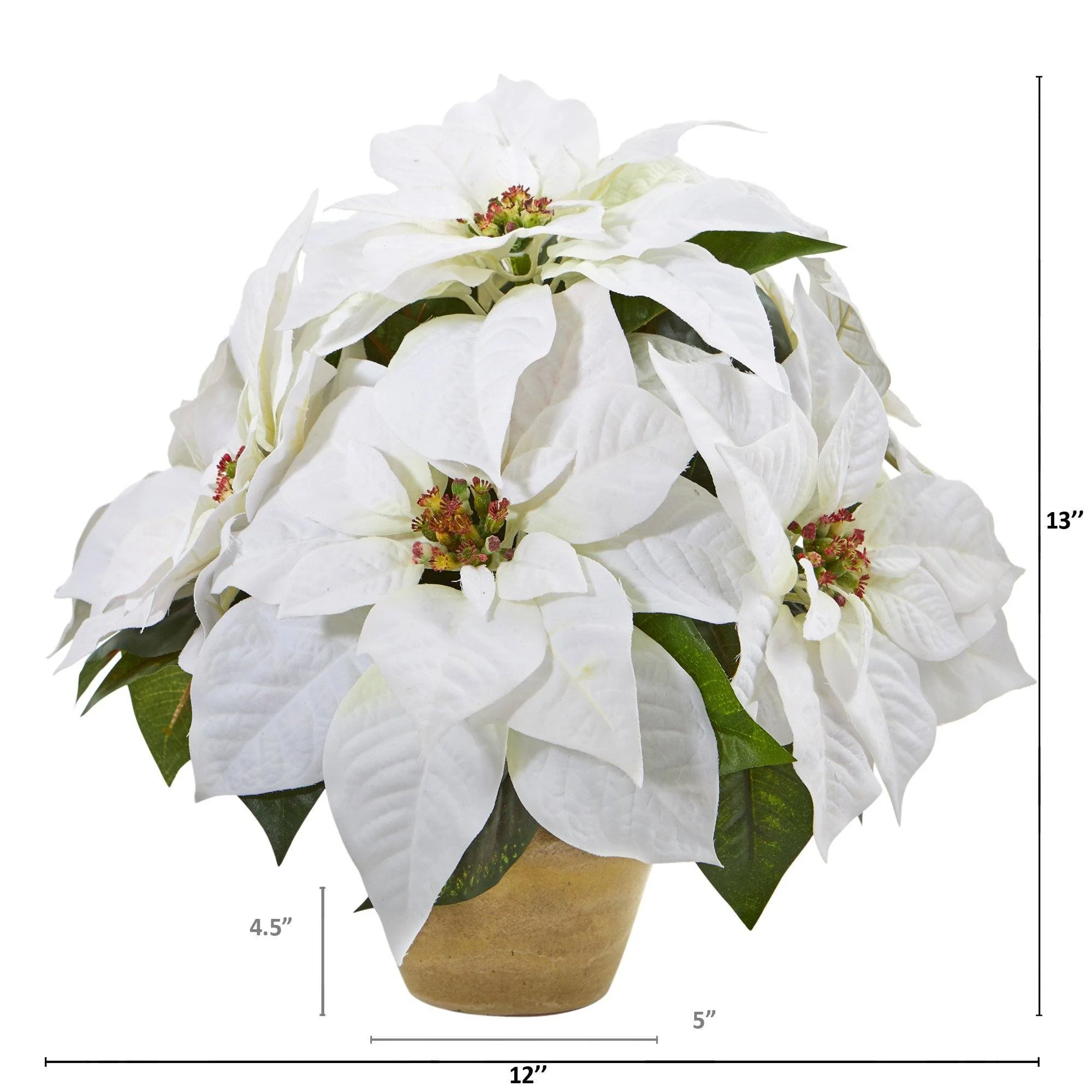 Poinsettia Artificial Arrangement in Ceramic Vase - Image 2