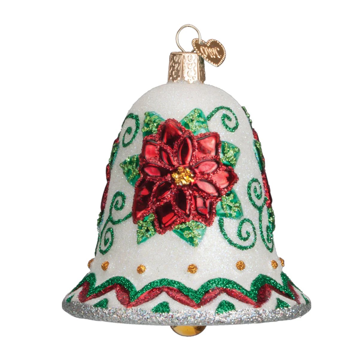 Poinsettia Bell Ornament 3.5 Inch by Old World Christmas - Image 3