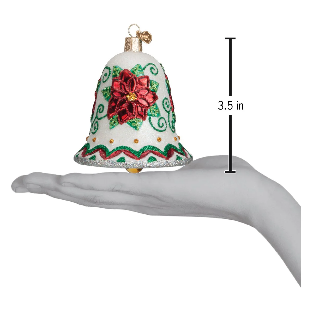 Poinsettia Bell Ornament 3.5 Inch by Old World Christmas - Image 4