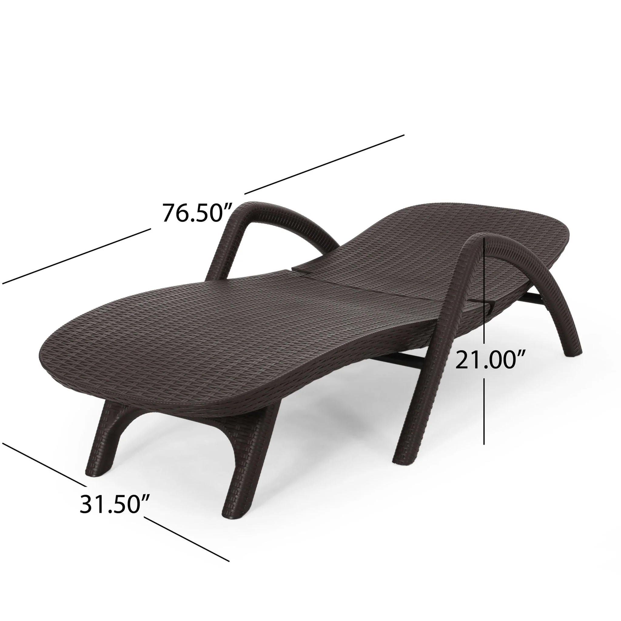 Polypropylene Resin Chaise Lounge With Hand Crafted Details - Dark Brown - Image 4