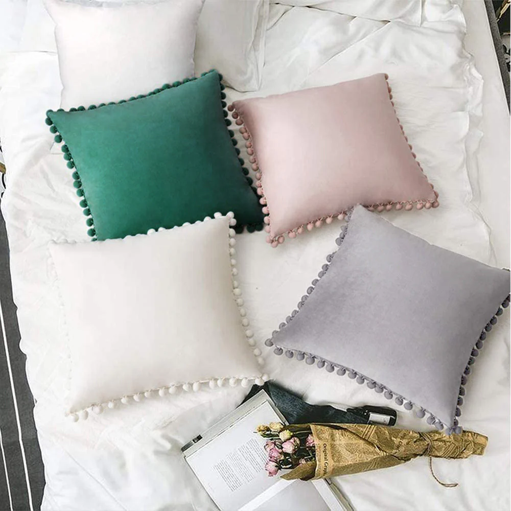 Pompoms Throw Pillows 18"x18", 12"x20" and 20"x20" pack of 2 throw pillows - Image 12