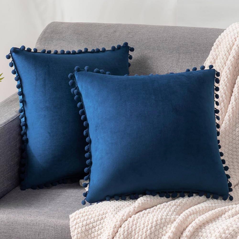 Pompoms Throw Pillows 18"x18", 12"x20" and 20"x20" pack of 2 throw pillows - Image 2