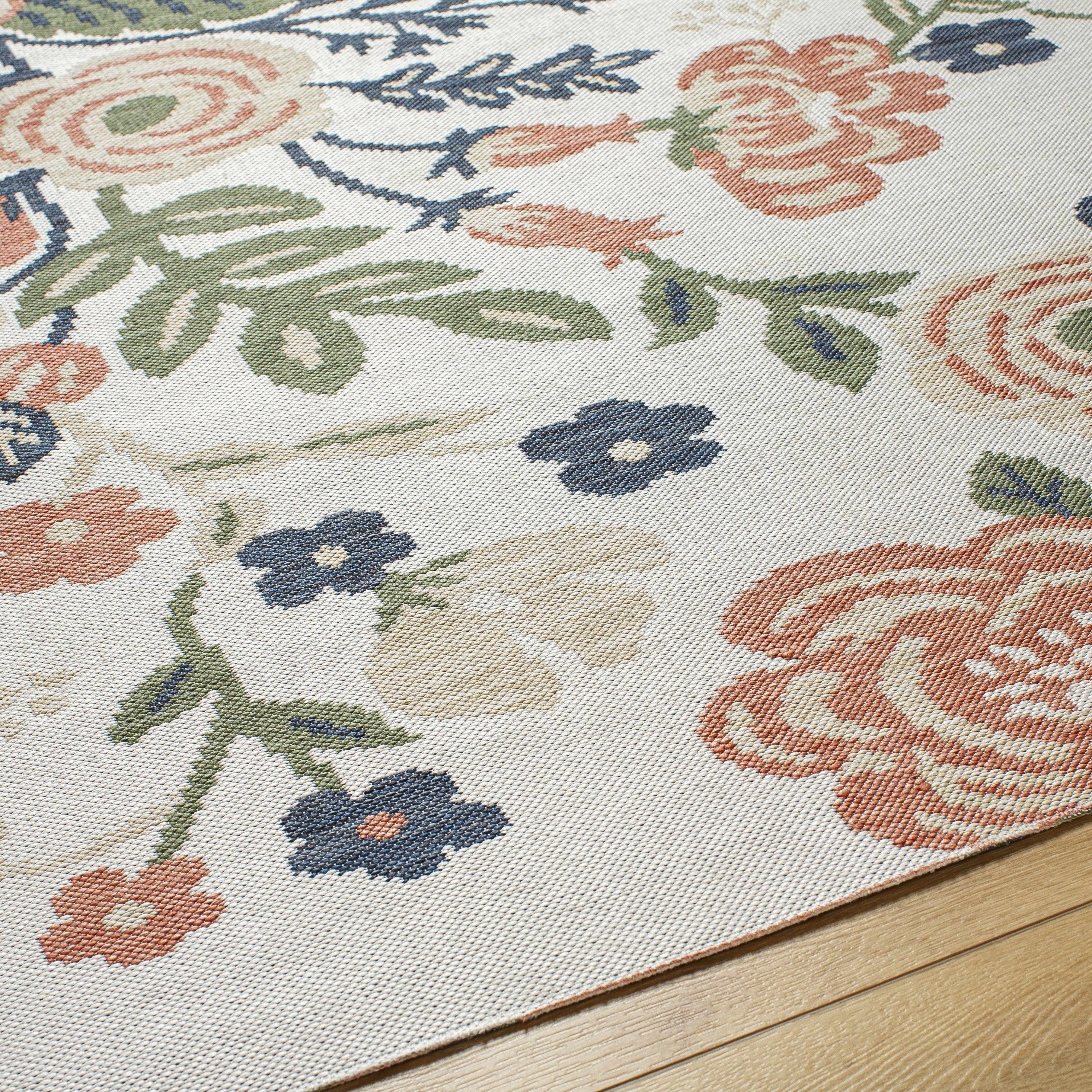 Ponto Cream & Green Floral Area Rug - Clearance - Image 4