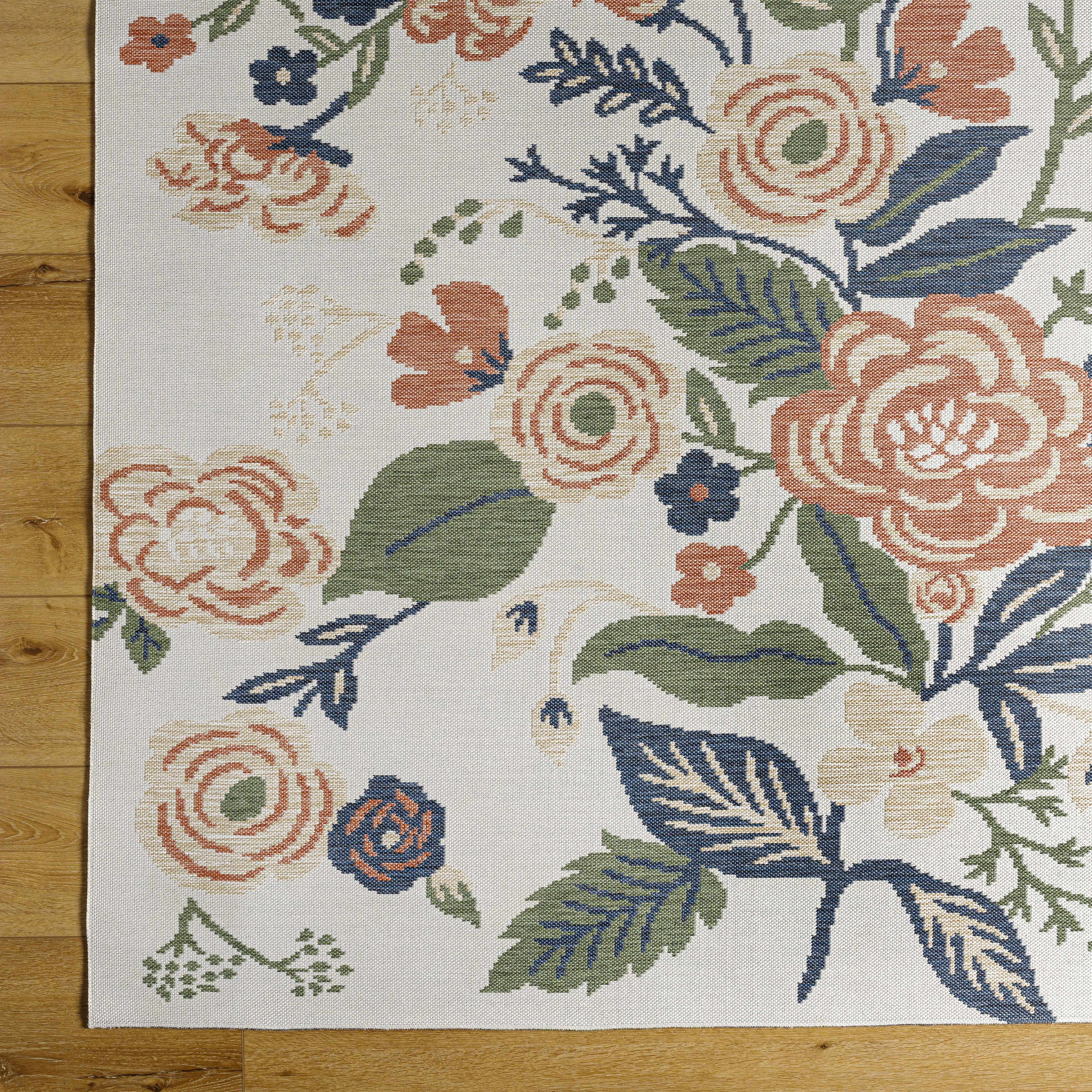 Ponto Cream & Green Floral Area Rug - Clearance - Image 5