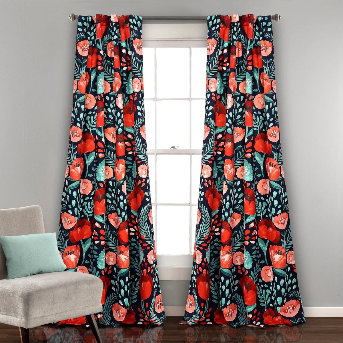 Poppy Garden Light Filtering Window Curtain Panel Set - Image 11
