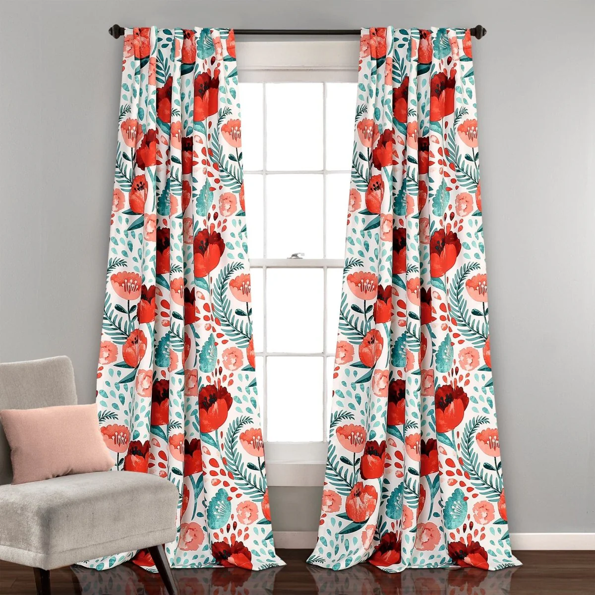 Poppy Garden Light Filtering Window Curtain Panel Set - Image 7