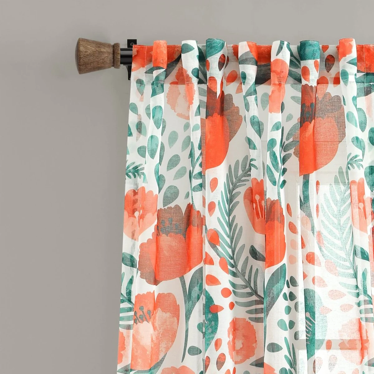 Poppy Garden Sheer Window Curtain Panel Set - Image 2