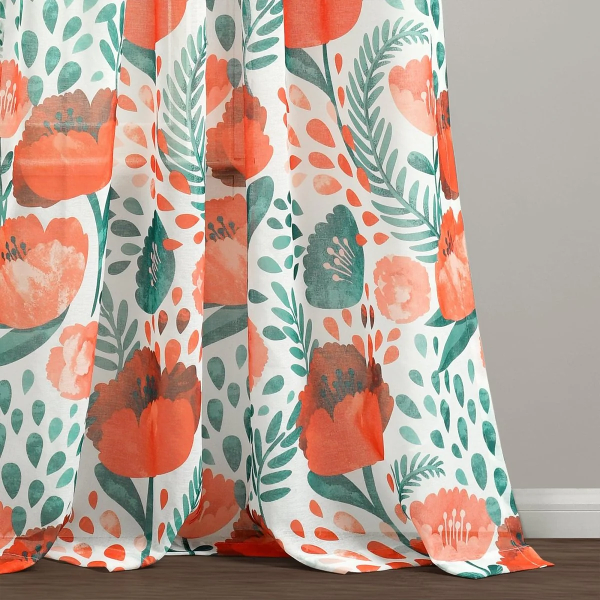 Poppy Garden Sheer Window Curtain Panel Set - Image 4