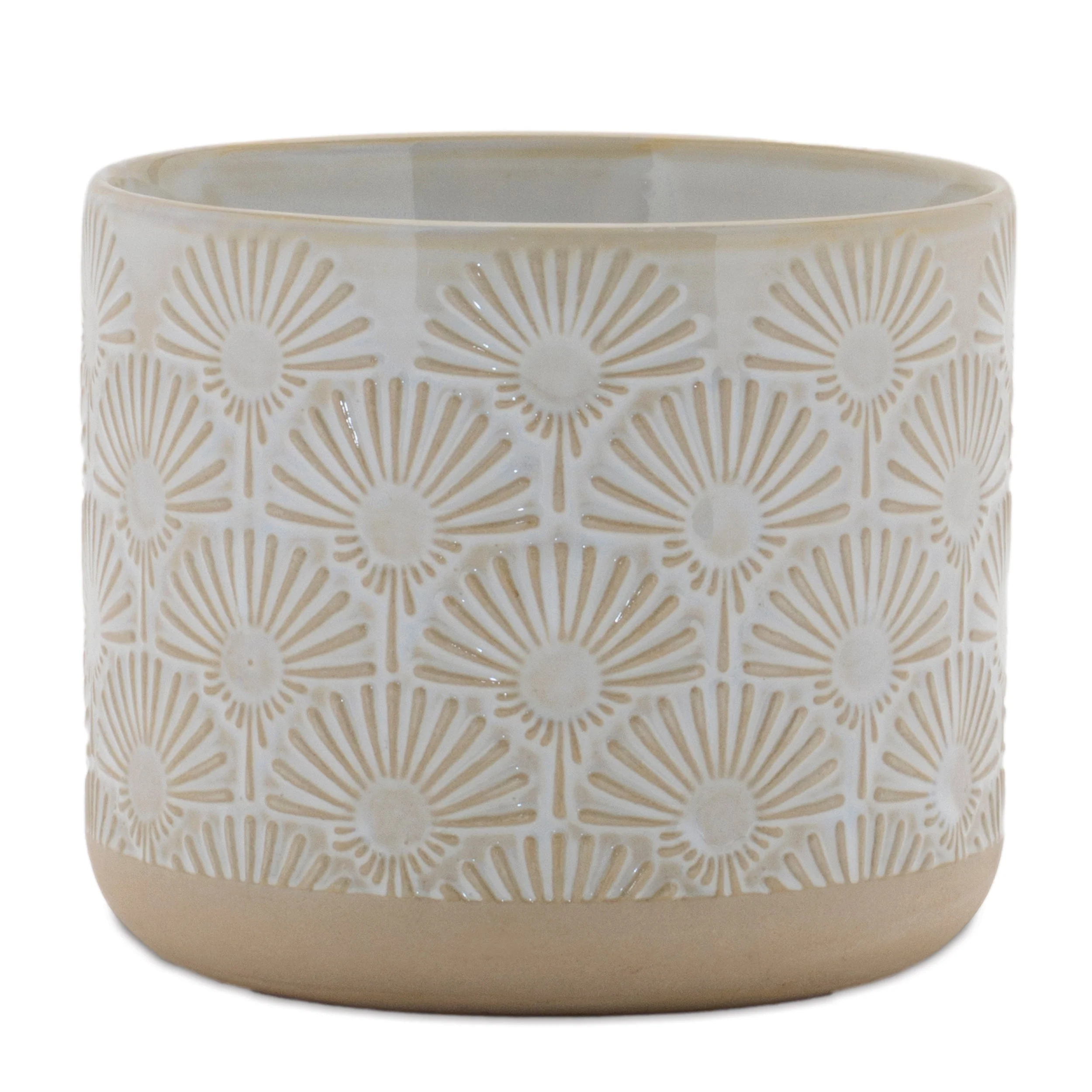 Porcelain Geometric Patterned Planter (Set of 2) - Image 4