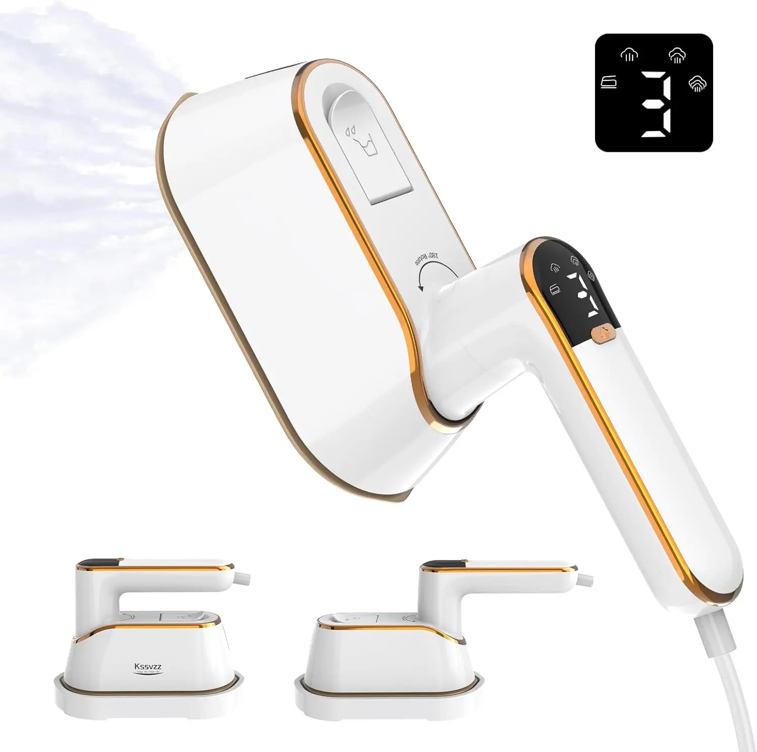 Portable 1200W Handheld Garment Steamer LCD Display 4 Modes Travel Home