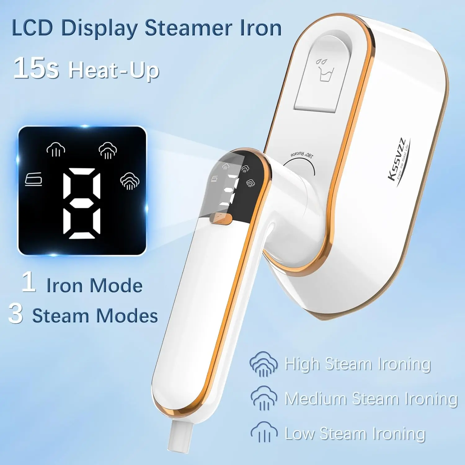 Portable 1200W Handheld Garment Steamer LCD Display 4 Modes Travel Home - Image 3