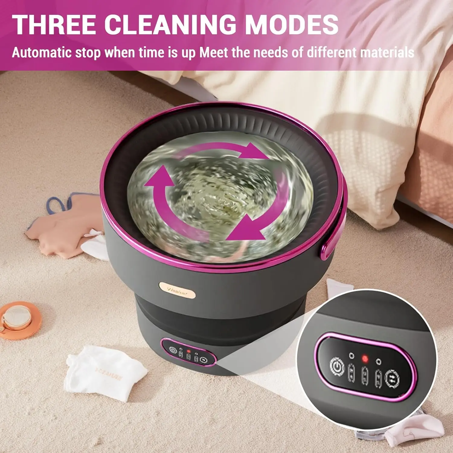 Portable 13L Mini Washing Machine Foldable with Spin Basket 4 Modes for Baby Clothes - Image 2