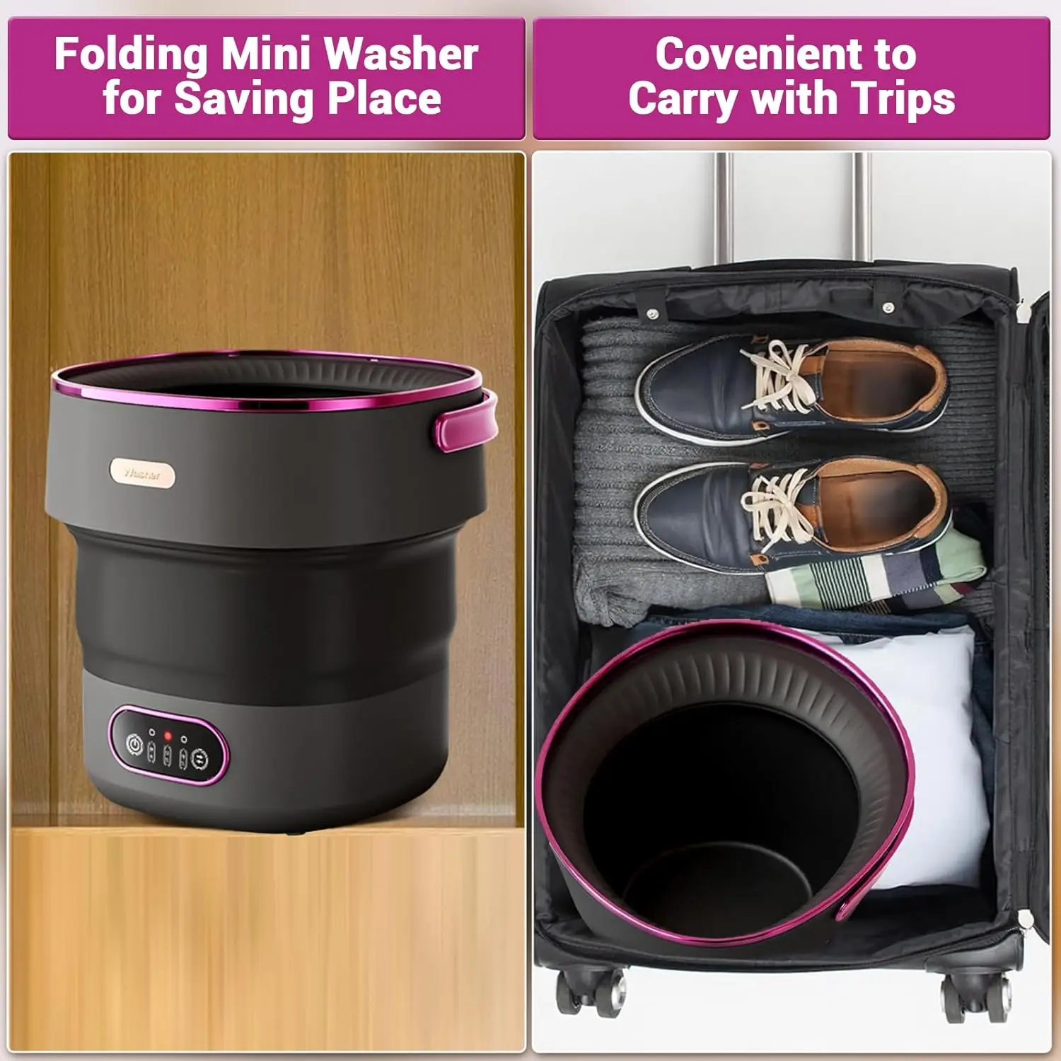 Portable 13L Mini Washing Machine Foldable with Spin Basket 4 Modes for Baby Clothes - Image 4