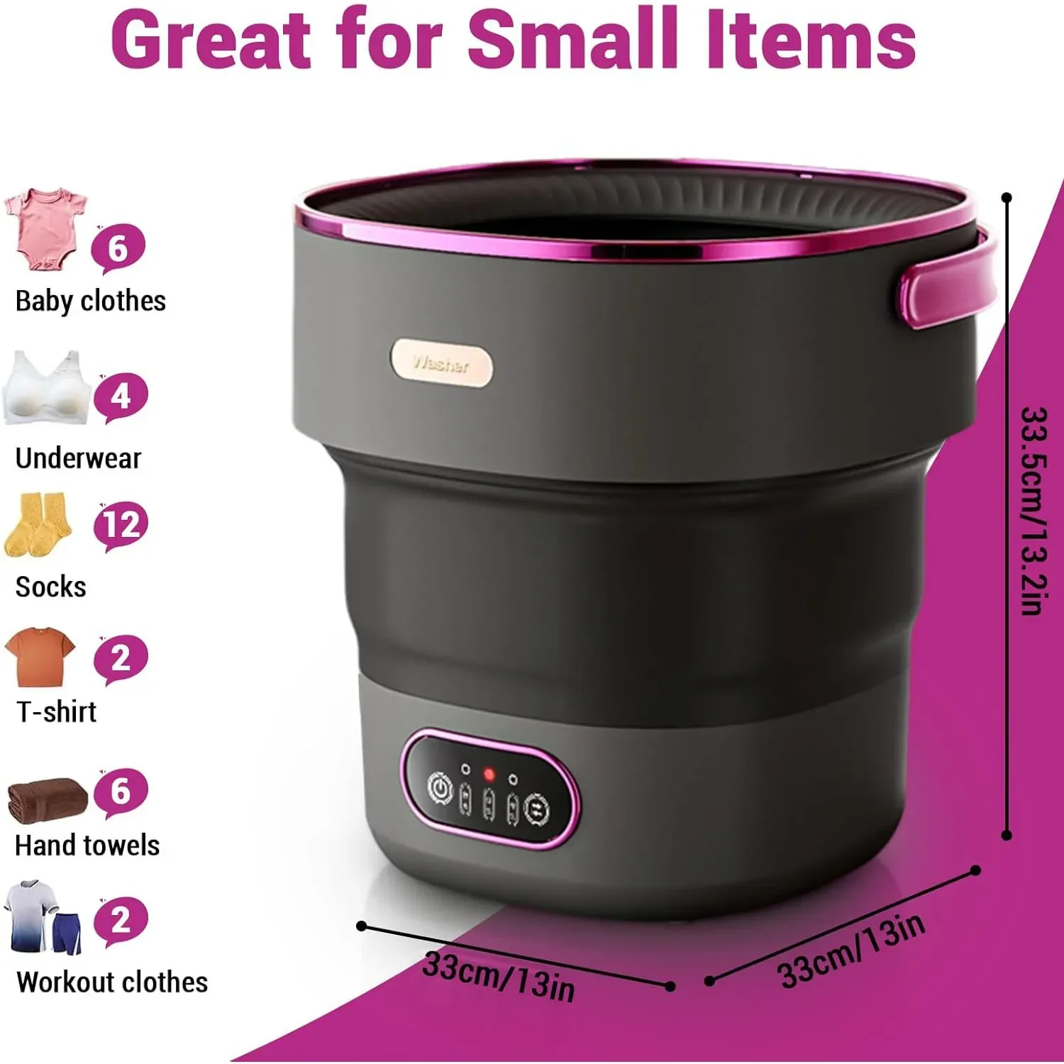 Portable 13L Mini Washing Machine Foldable with Spin Basket 4 Modes for Baby Clothes - Image 6