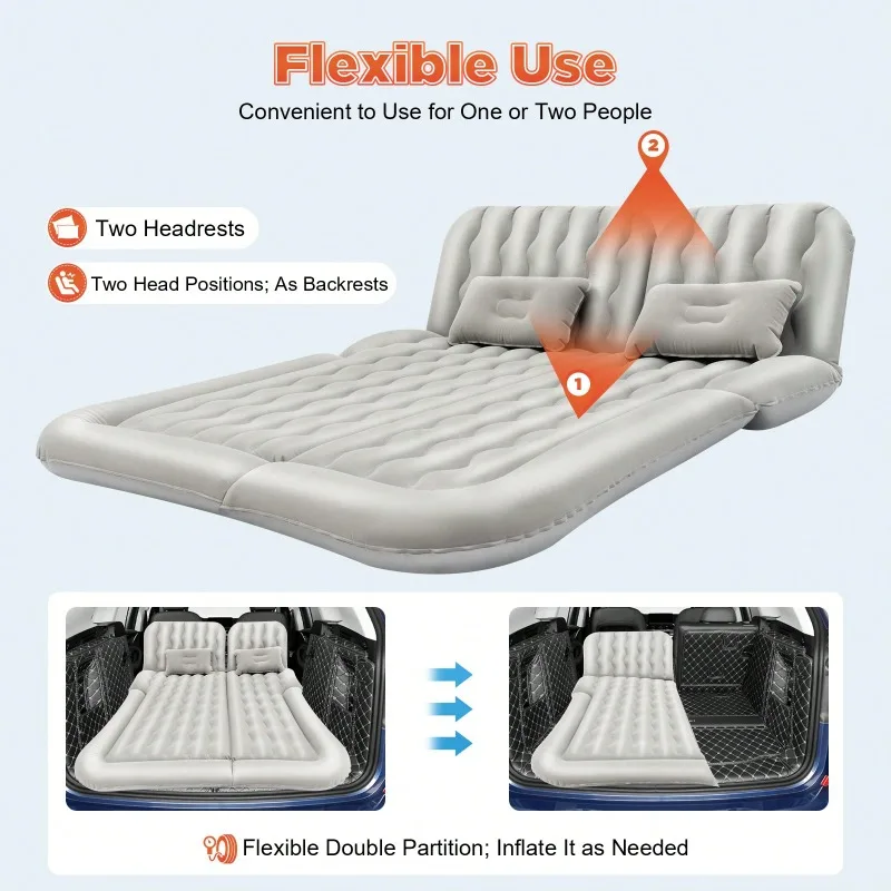 Portable Air Mattress with Pump Inflatable Car Bed SUV Back Seat Camping Travel - Image 4