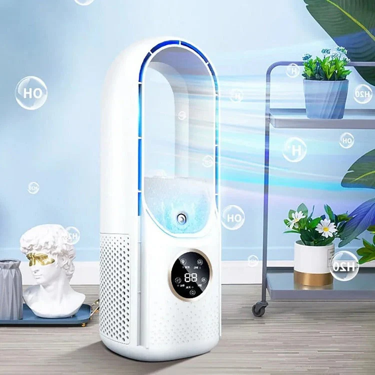 Portable Bladeless Air Cooler USB Mini Air Conditioner Fan with Timer - Image 3