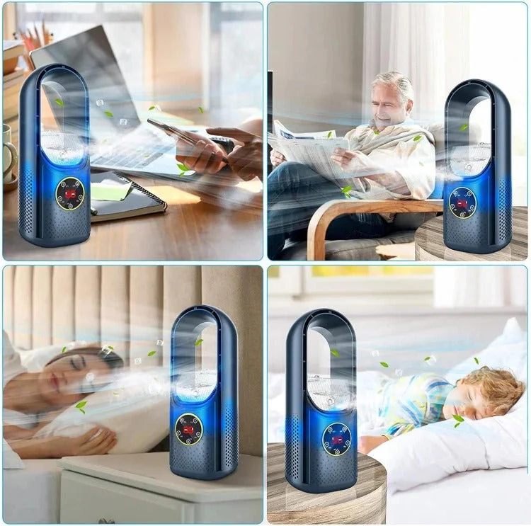 Portable Bladeless Air Cooler USB Mini Air Conditioner Fan with Timer - Image 6