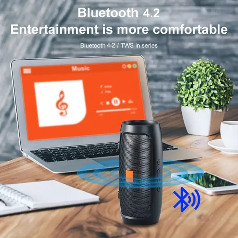 Portable Bluetooth TF USB Speaker with Dual Stereo Subwoofer FM Outdoor - Image 2