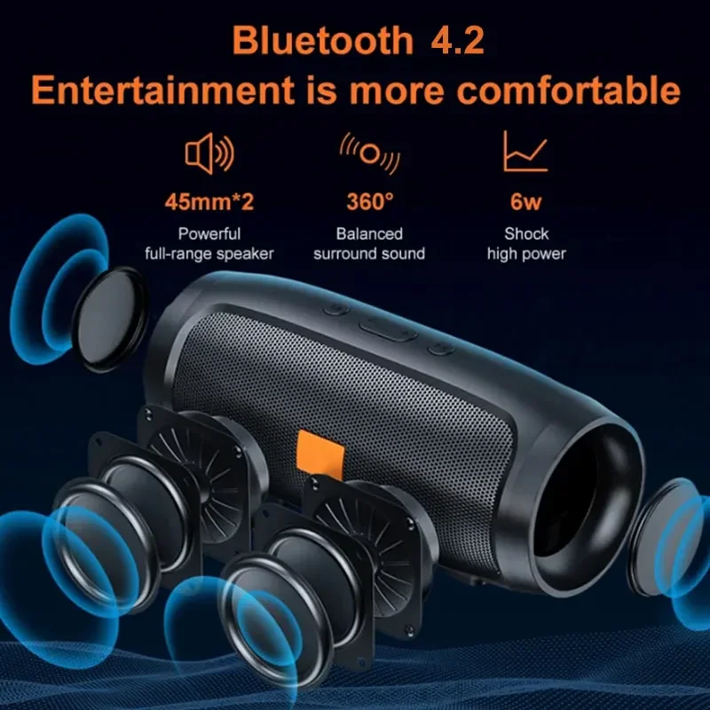 Portable Bluetooth TF USB Speaker with Dual Stereo Subwoofer FM Outdoor - Image 3