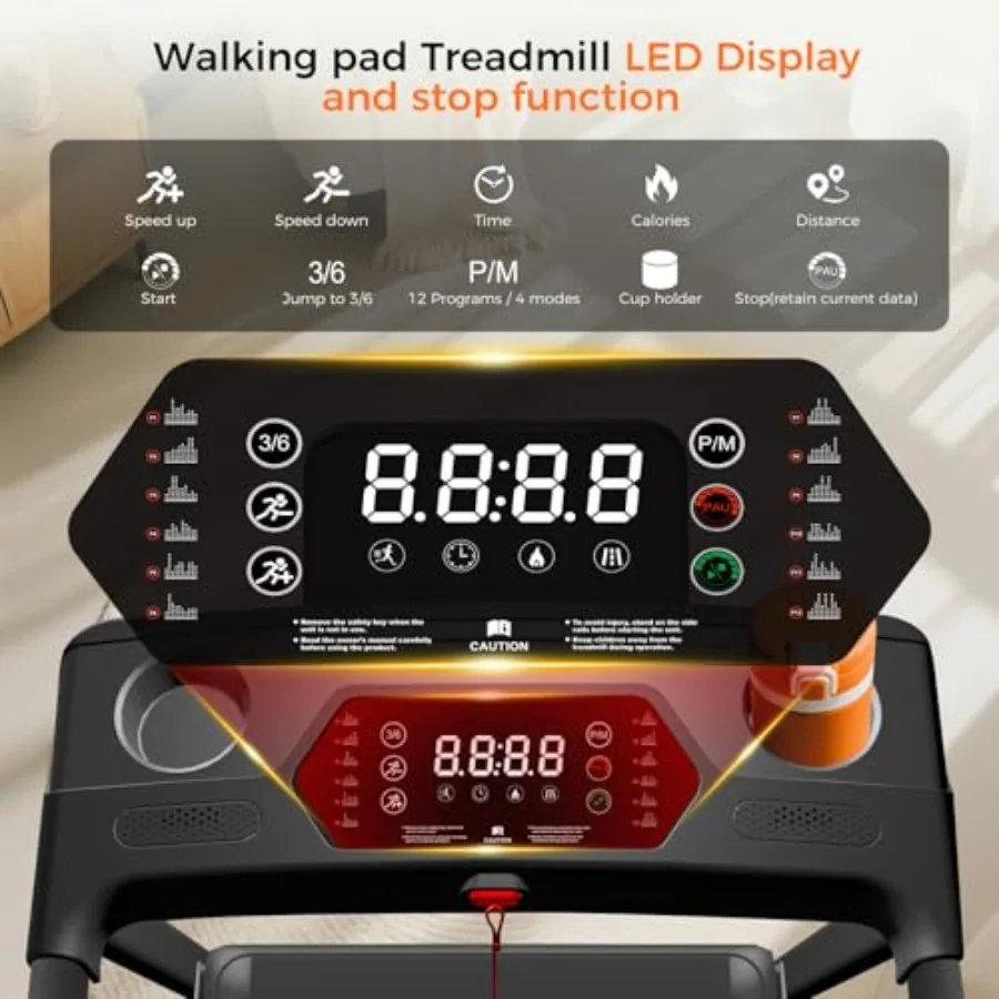 Portable Electric Treadmill Walking Pad 2.5HP Incline Compact Home Exercise LED - Image 3