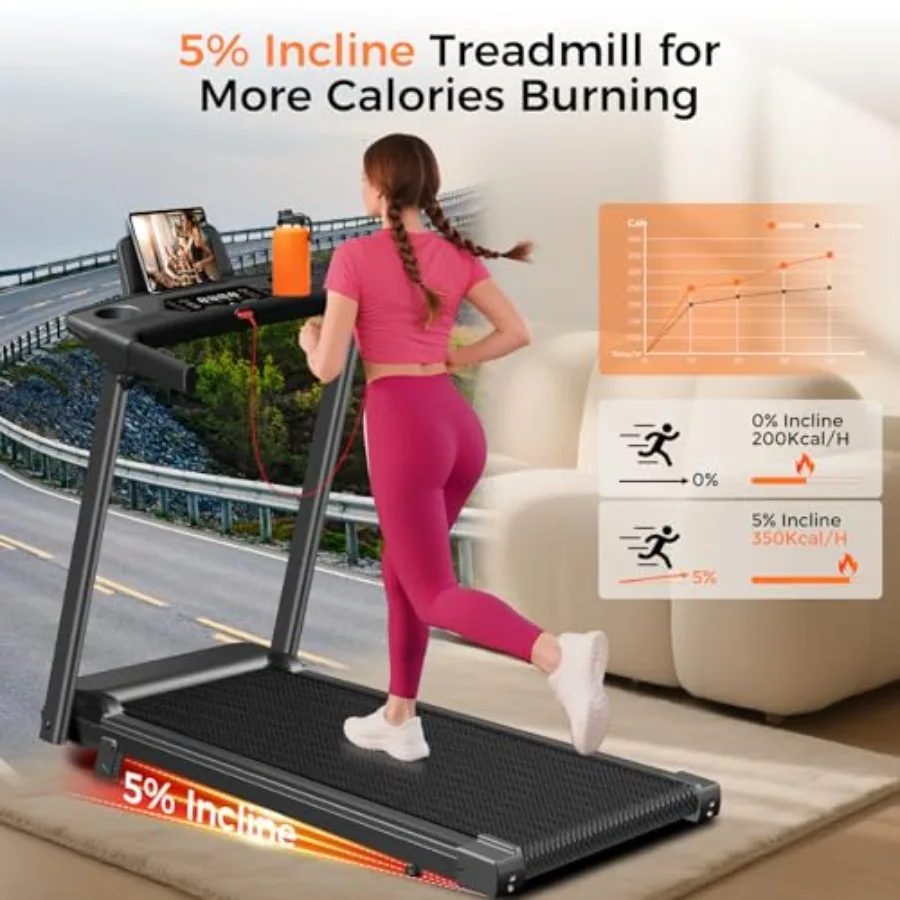 Portable Electric Treadmill Walking Pad 2.5HP Incline Compact Home Exercise LED - Image 4