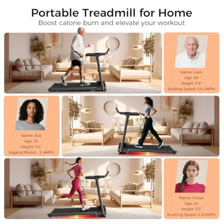 Portable Electric Treadmill Walking Pad 2.5HP Incline Compact Home Exercise LED - Image 5