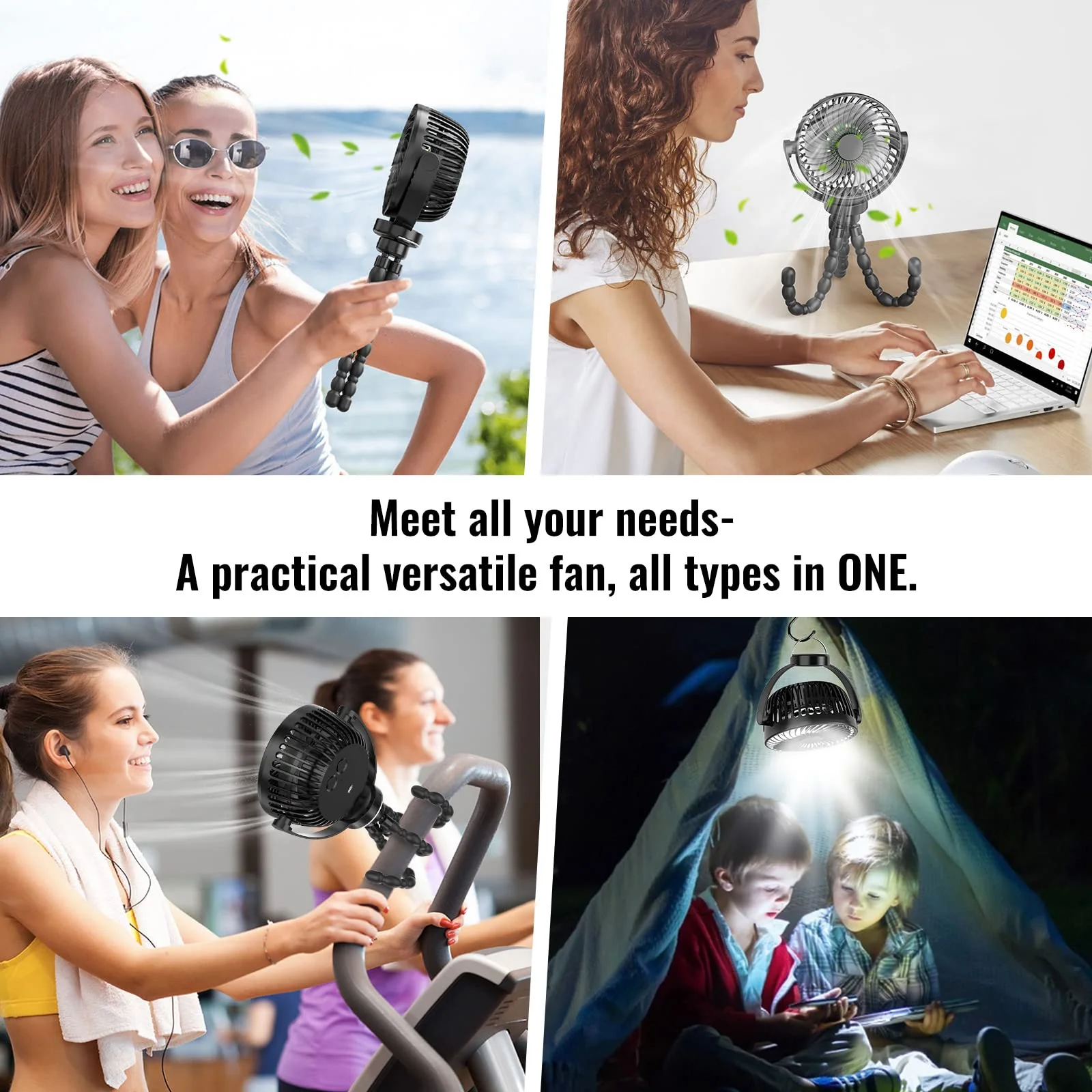 Portable Fan 8000mAh USB Rechargeable 4-Speed 360° Rotation - Image 7