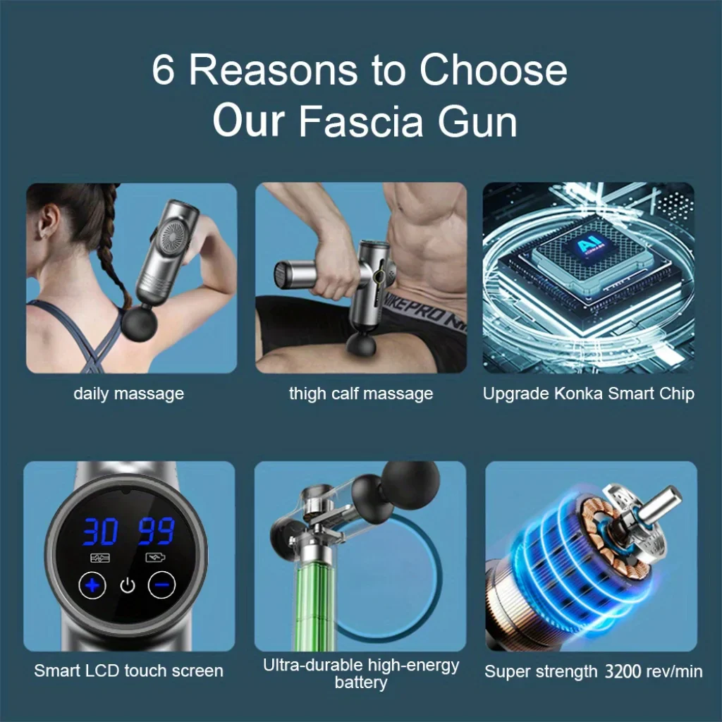 Portable Fascia Massage Gun Vibration Muscle Massager for Neck Back Body Fitness - Image 5