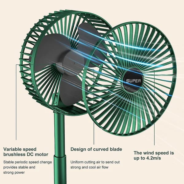 Portable Foldable Fan USB Rechargeable 4-Speed 180° Rotation - Image 2