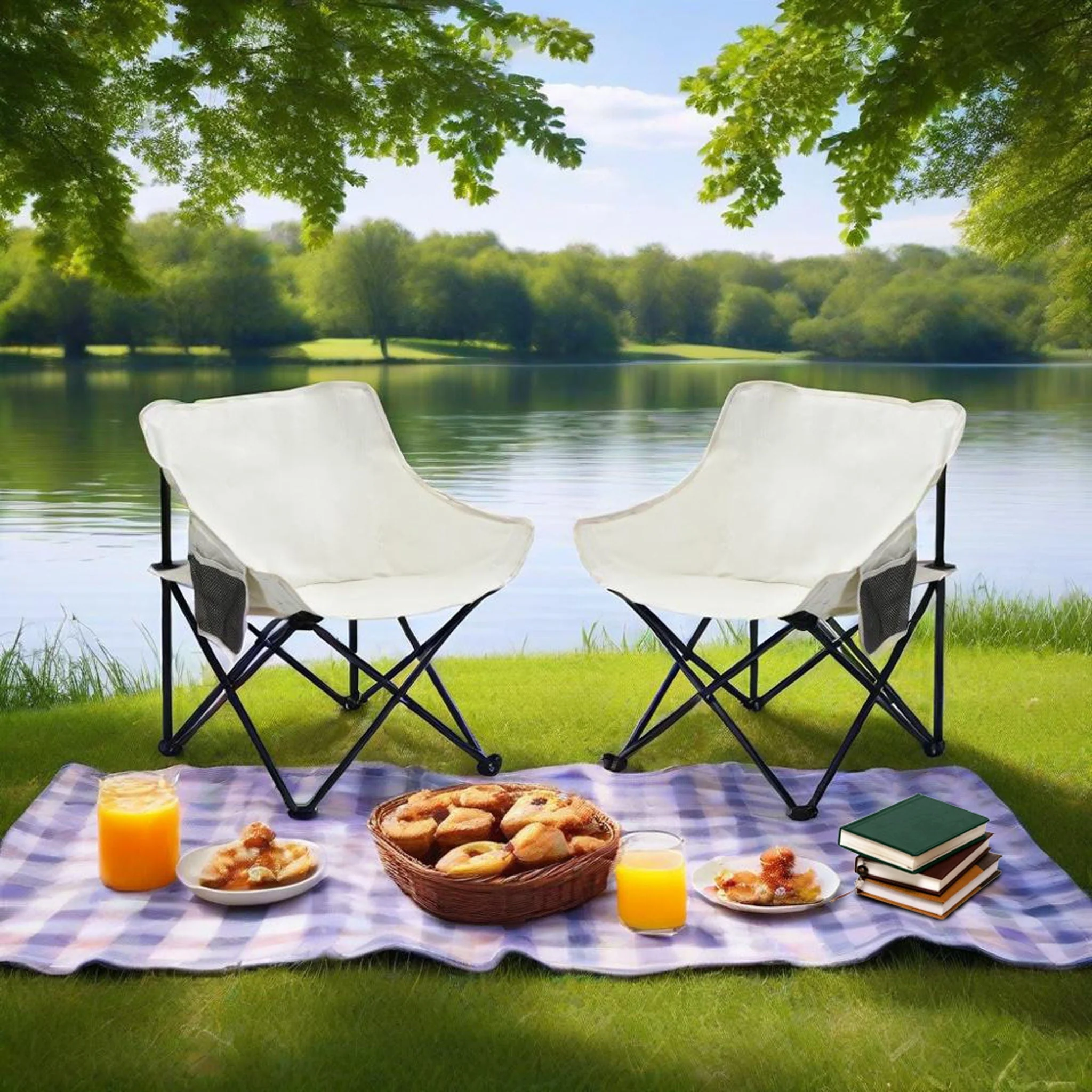 Portable Folding Camping Chairs With Carry Bag (Set of 2) - Image 3