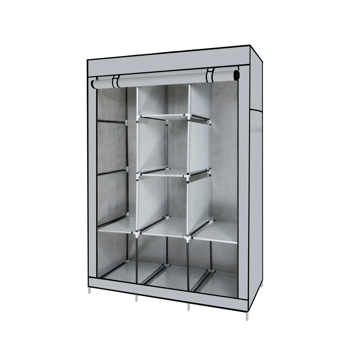 Portable Free Standing Closet with 8 Storage Shelves, 2 Hanging Rod & 4 Pockets - Image 7