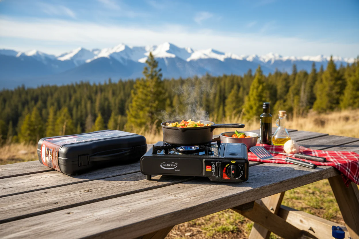 Portable Gas Stove, Single Burner, Black, 2.2KW, CSA Certified, Temperature Control with Indicator Light, Easy to Clean, with Carrying Case - Image 4