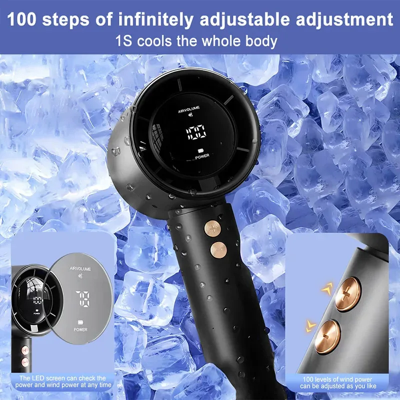 Portable Handheld Fan 100-Speed Turbo Mini Cooling Fan - Image 4