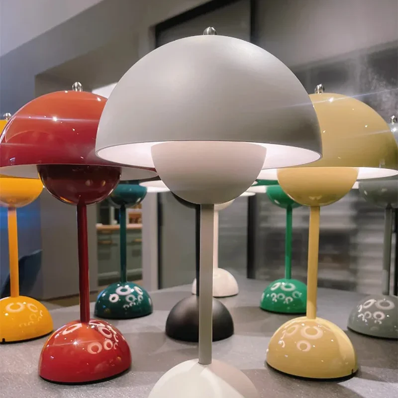 Portable LED Mushroom Table Lamp Touch Dimmable Rechargeable Flowerpot Light - Image 15