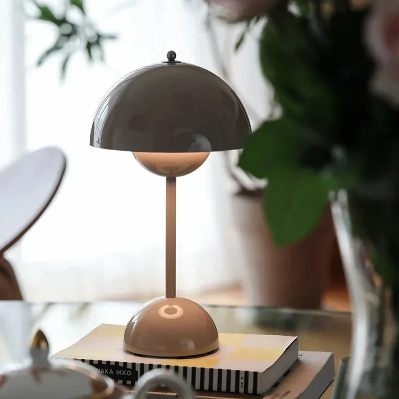 Portable LED Mushroom Table Lamp Touch Dimmable Rechargeable Flowerpot Light - Image 3