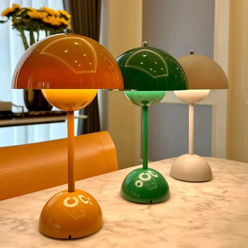Portable LED Mushroom Table Lamp Touch Dimmable Rechargeable Flowerpot Light - Image 4