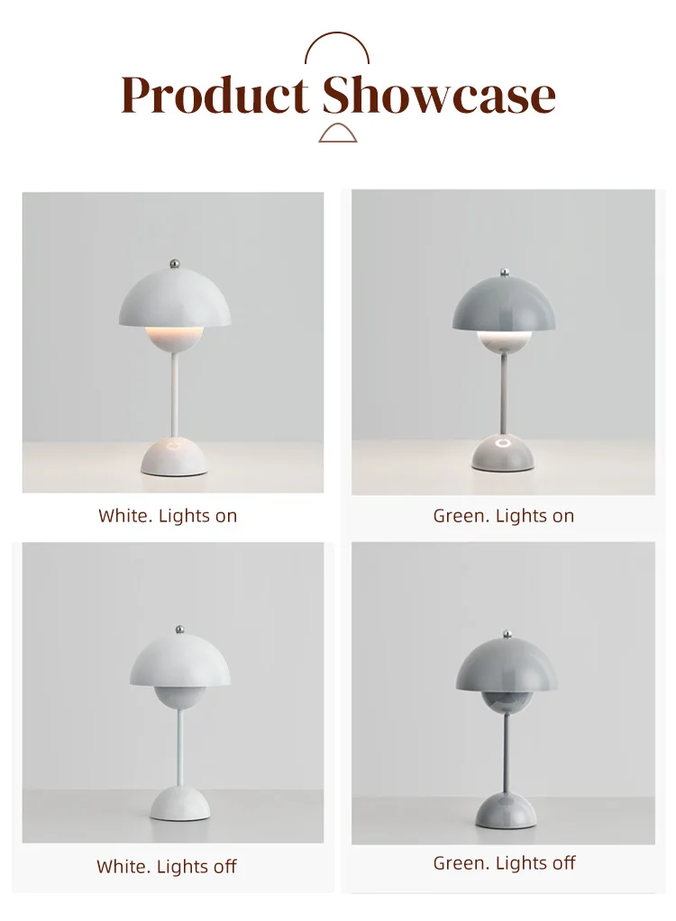 Portable LED Mushroom Table Lamp Touch Dimmable Rechargeable Flowerpot Light - Image 7