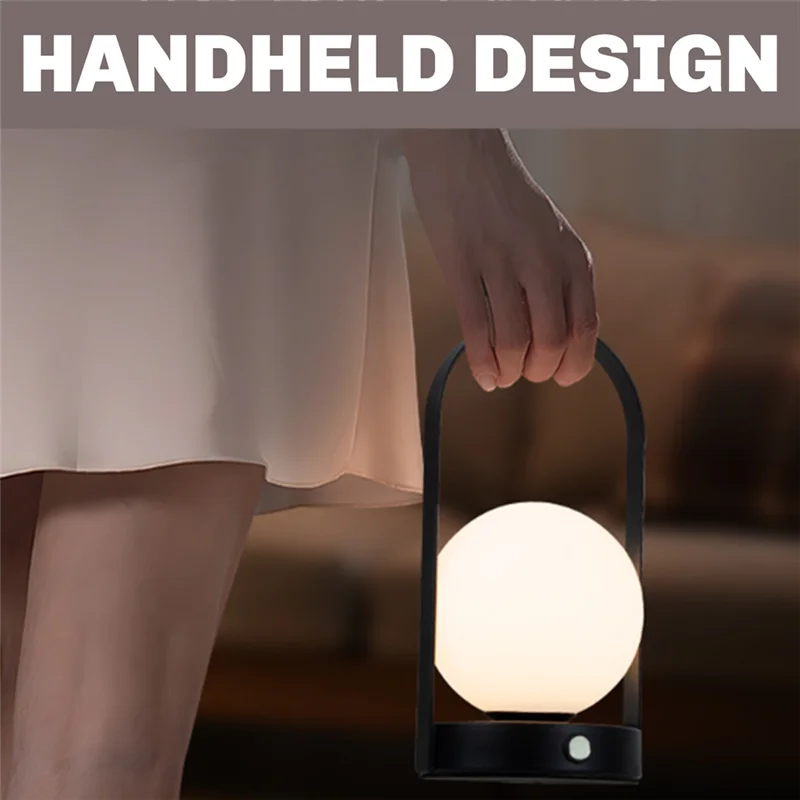 Portable Metal Table Lamp Rechargeable Dimmable 3 Color LED Bedside Desk Light - Image 2
