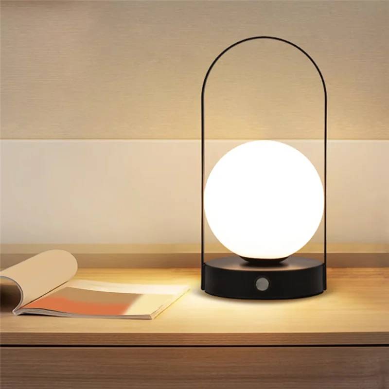 Portable Metal Table Lamp Rechargeable Dimmable 3 Color LED Bedside Desk Light - Image 5