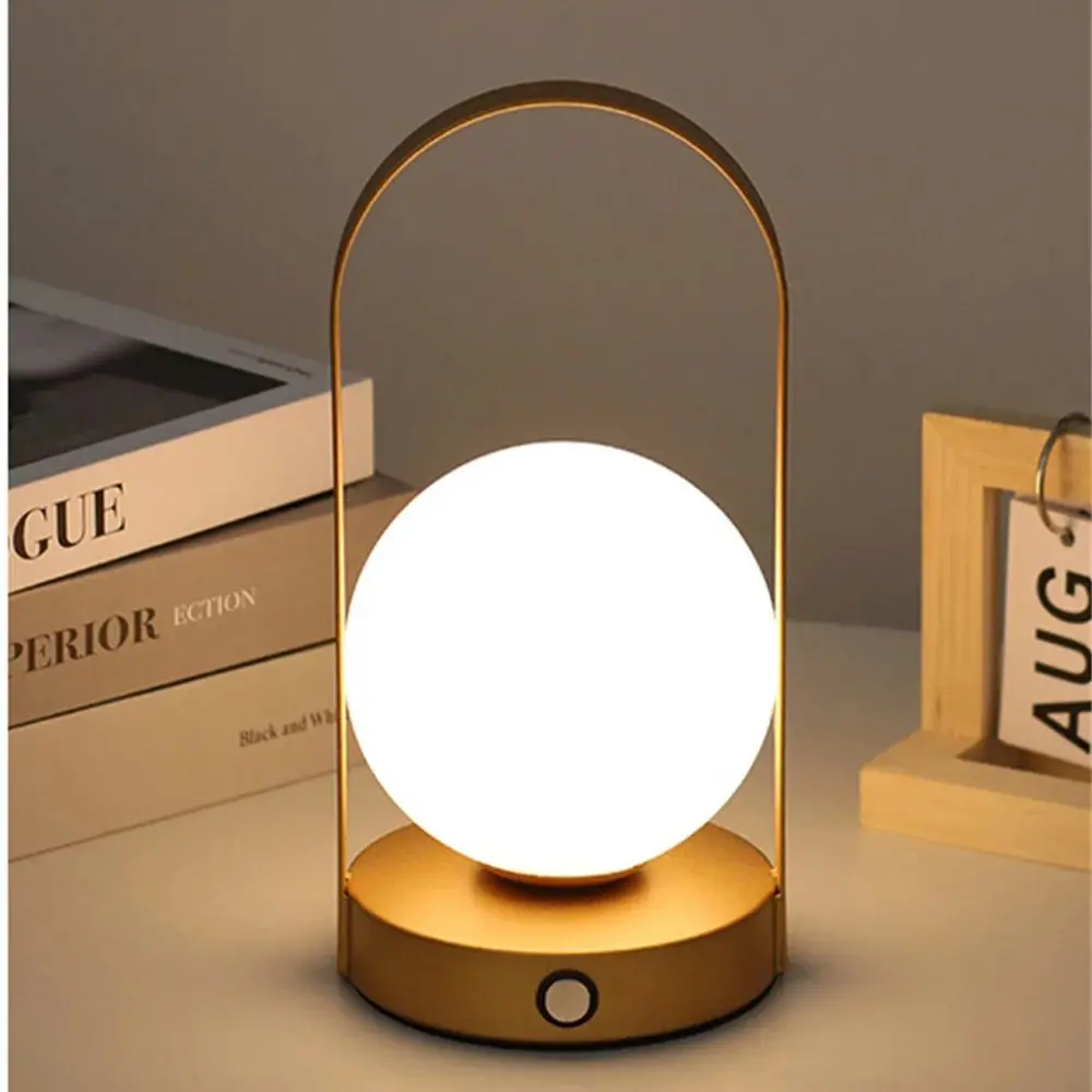 Portable Metal Table Lamp Rechargeable Dimmable 3 Color LED Bedside Desk Light - Image 6