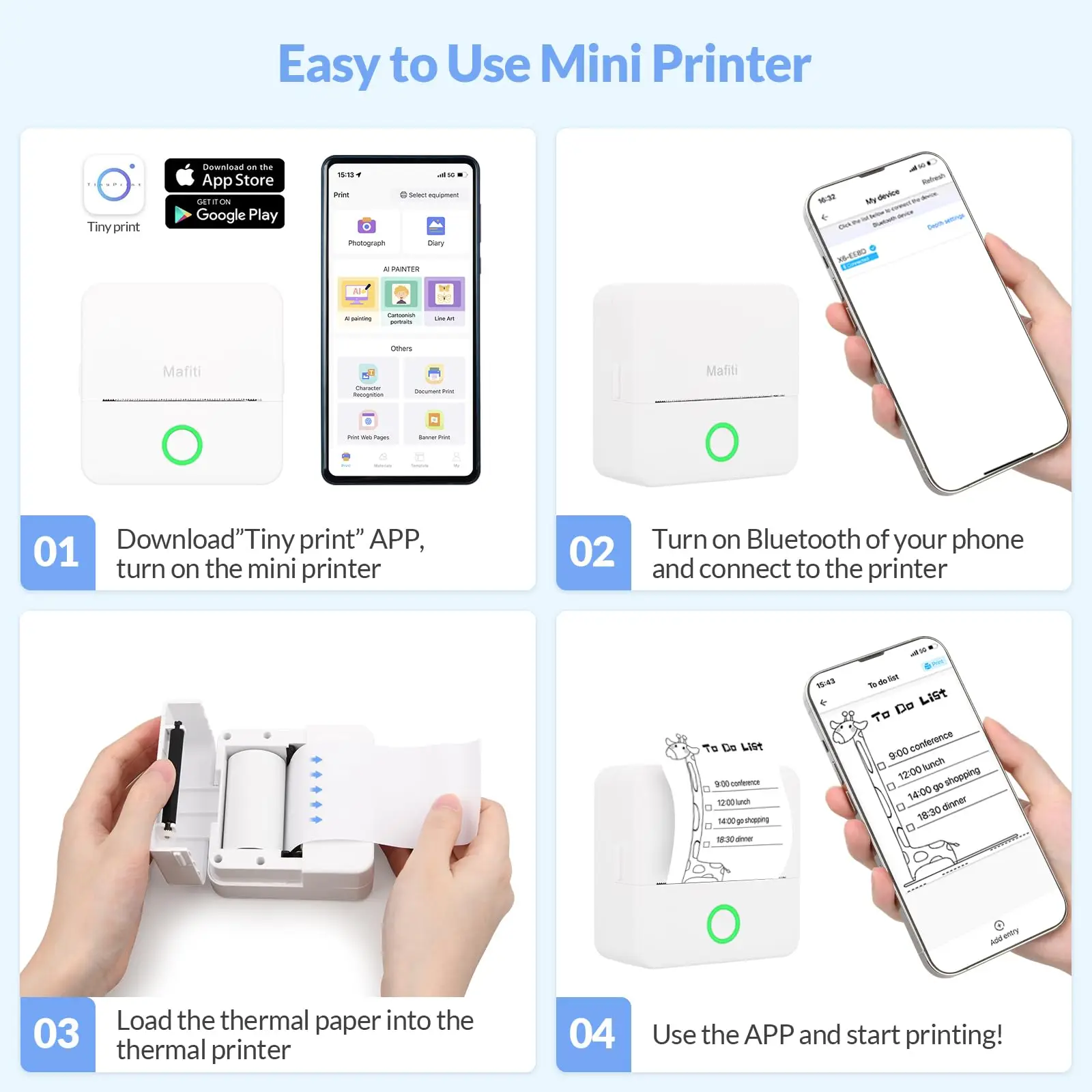 Portable Mini Bluetooth Sticker Printer Inkless Label Maker for Notes & Journals - Image 2