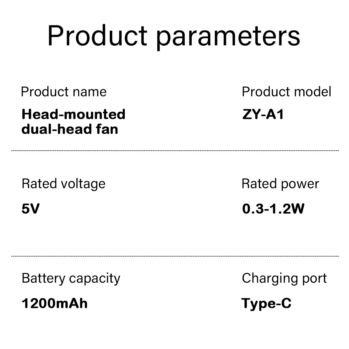 Portable Mini Fan ZY-A1 3-Speed 1200mAh Type-C Rechargeable - Image 6