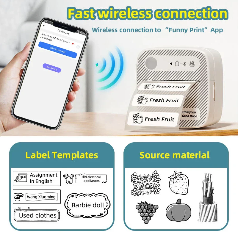 Portable Mini Photo Printer Bluetooth Inkless Thermal Sticker Label Maker B3 - Image 4