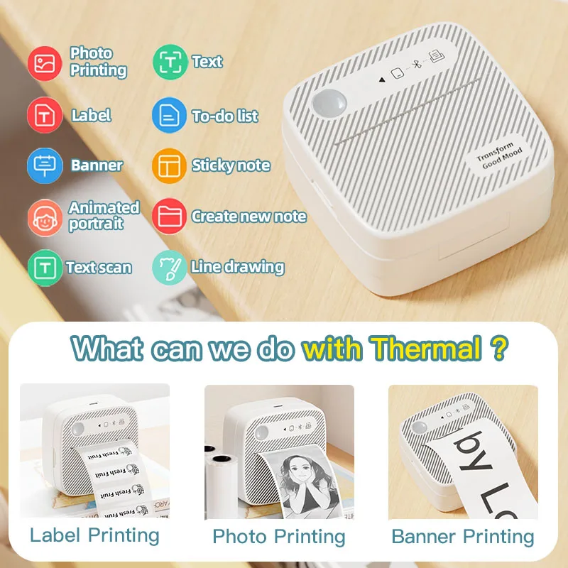 Portable Mini Photo Printer Bluetooth Inkless Thermal Sticker Label Maker B3 - Image 5