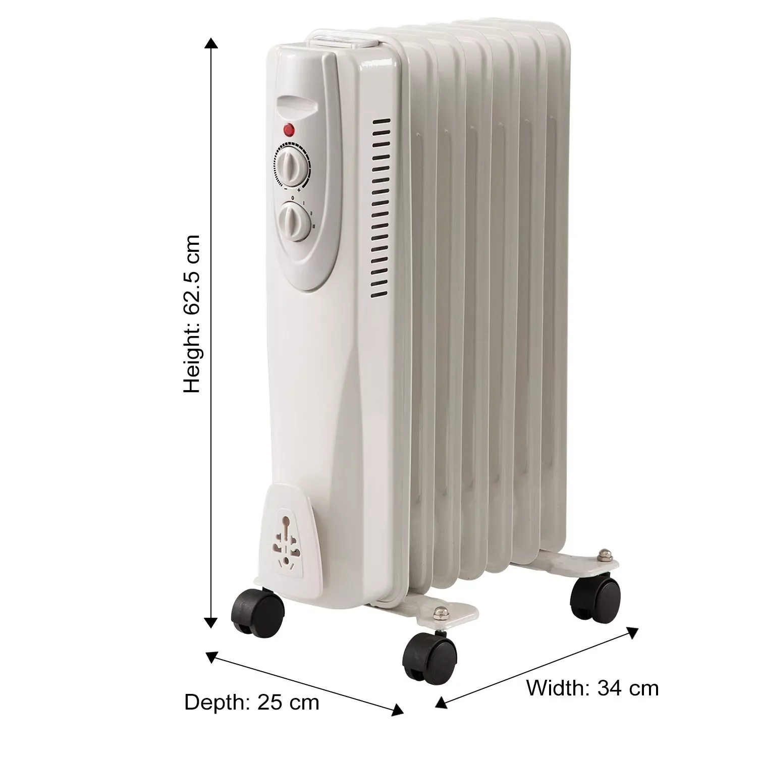 Portable Oil Filled Radiator Space Heater, 1500W, 7-Fin & 3 Heat Settings - Image 5