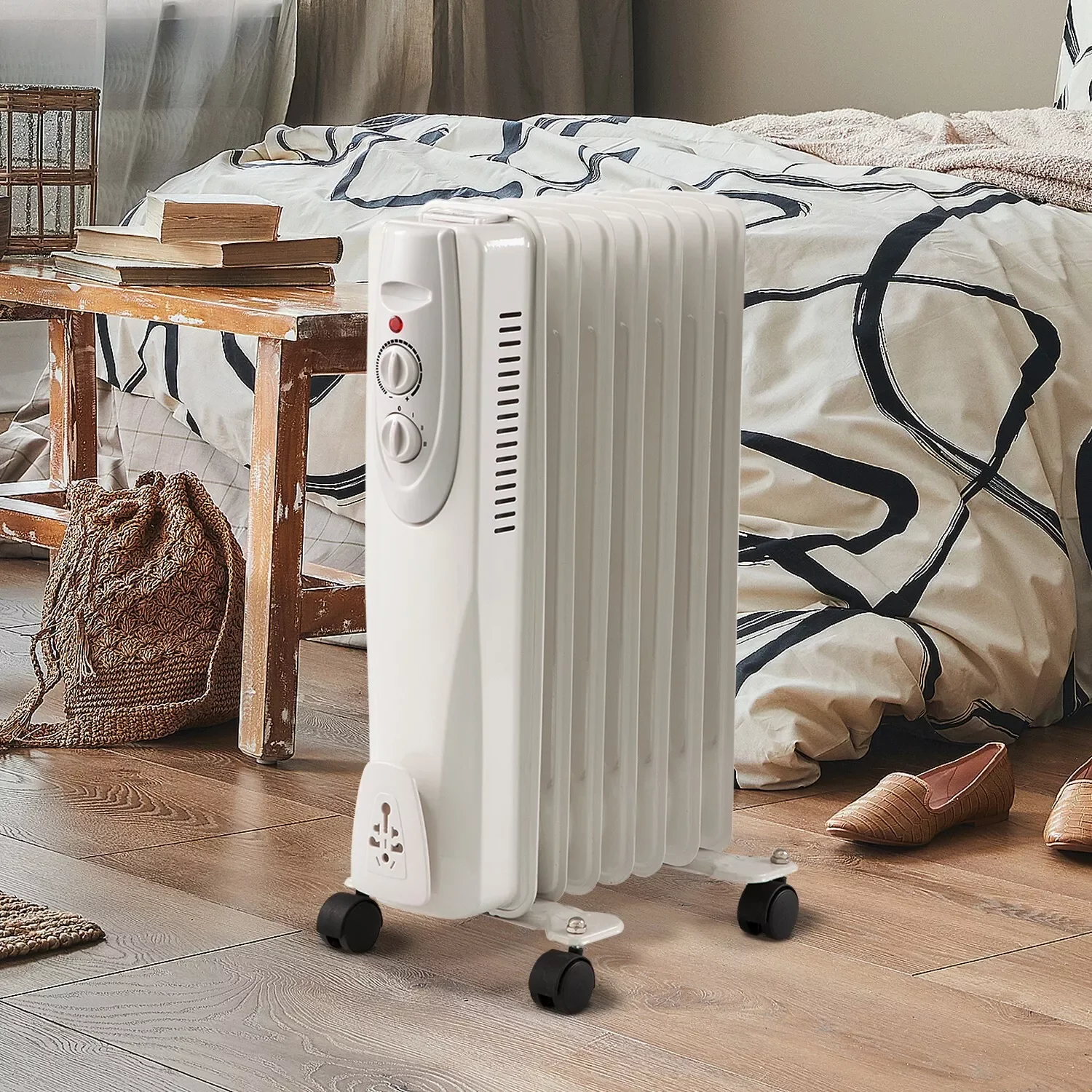 Portable Oil Filled Radiator Space Heater, 1500W, 7-Fin & 3 Heat Settings - Image 8